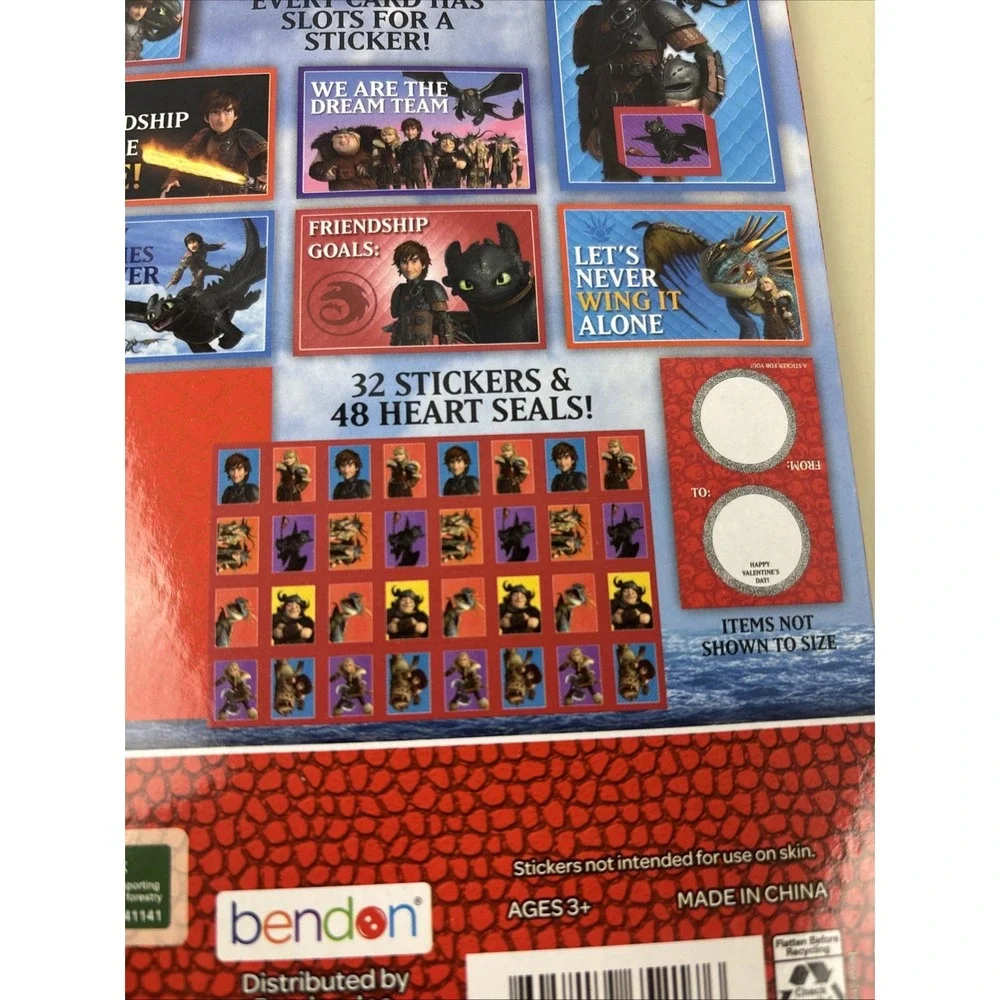 How To Train Your Dragon Valentine's Day 32 Cards/Stickers 48 Heart Seals Movie